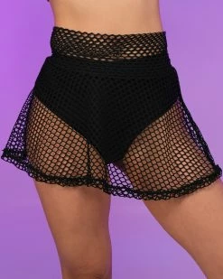 Shark Black Fishnet Skater Skirt