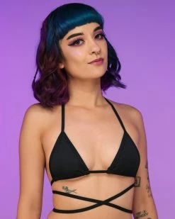 Shark Black Bikini Wrap Top