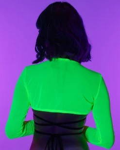 AE Neon Yellow Black Mesh Shrug With Buckle -ravewonder store RW 081722 1137 eca74f00 ac75 4ea6 bc42 cae611f9670f