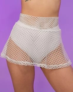 Shark White Fishnet Skater Skirt