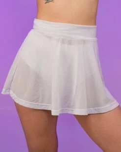 Shark White Mesh Skater Skirt