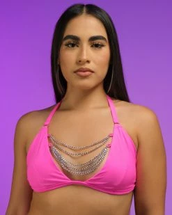 OhYes Fashion Pink Breakin' Chains Bikini Top -ravewonder store RW 082322 132