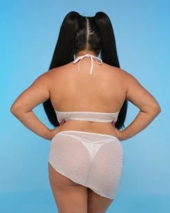 Leg Avenue White 3pc Rhinestone Sarong & Bikini Set -ravewonder store RW 082422 208