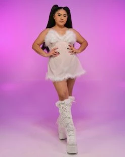 Be Wicked Oh Behave White Teddy Dress 9 Be Wicked Oh Behave White Teddy Dress -ravewonder store RW 082422 94