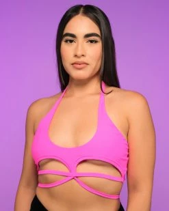 OhYes Fashion Neon Pink Matrix Strappy Top