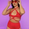 OhYes Fashion Red Matrix Strappy Top
