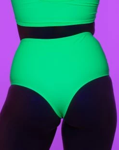 Juan Neon Green High Waist Cheeky Bottoms -ravewonder store RW 090822 52