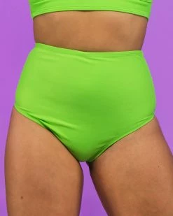 Juan Neon Green High Waist Cheeky Bottoms -ravewonder store RW 090822 97