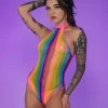 Leg Avenue Rainbow Mesh Fishnet Rave Bodysuit