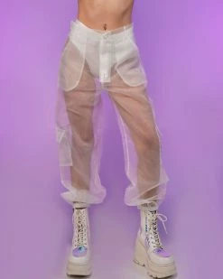 AE White Sheer Ambition Organza Pants