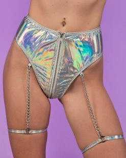 Roma Silver Holo Foil Garter Bottoms