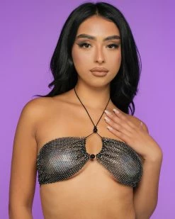 Hengda Pearl Bliss Rhinestone Bandeau Top