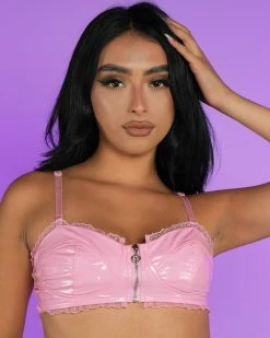 OhYes Fashion Pink Vinyl Pixie Tube Top