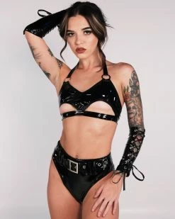 Roma Vinyl Underboob O-Ring Top -ravewonder store RW 101222 1525