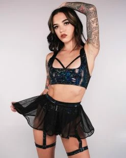 Roma Onyx Aura Garter Belted Shorts -ravewonder store RW 101222 1675