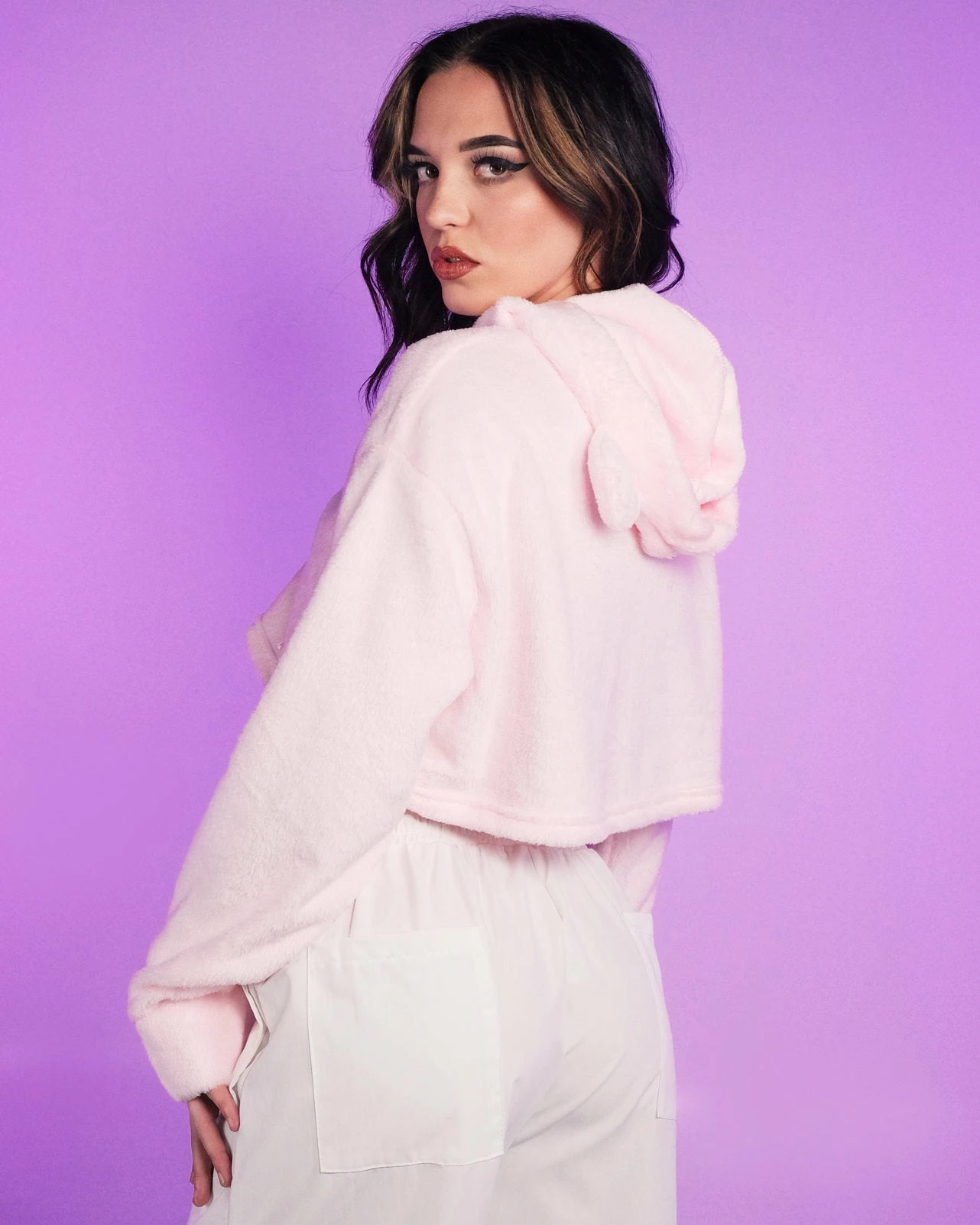 OhYes Fashion Pink Cuddle Puddle Fuzzy Crop Hoodie 4 OhYes Fashion Pink Cuddle Puddle Fuzzy Crop Hoodie - Image 2