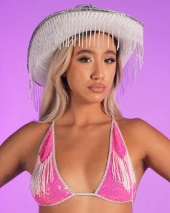 Roma Astro Candy Pink Fringe Bikini Tie Top