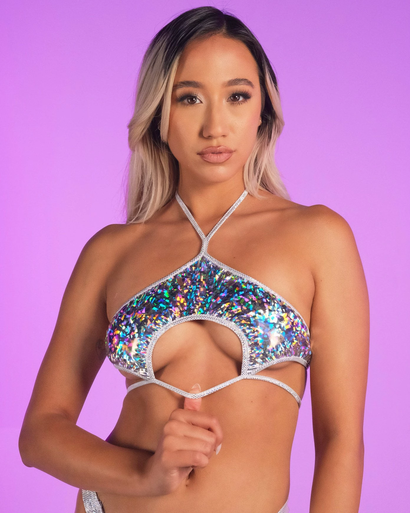 Roma Ice Prism Cutout Tie Top 3 Roma Ice Prism Cutout Tie Top