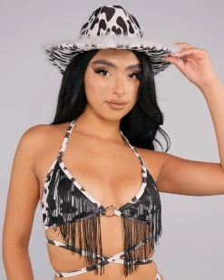 Rolita Couture Cow Fringe Wrap Top