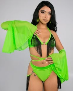 Rolita Couture Neon Green Fringe Bottoms -ravewonder store RW 101822 478