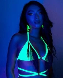 Rolita Couture Neon Green Fringe Wrap Top -ravewonder store RW 101822 504