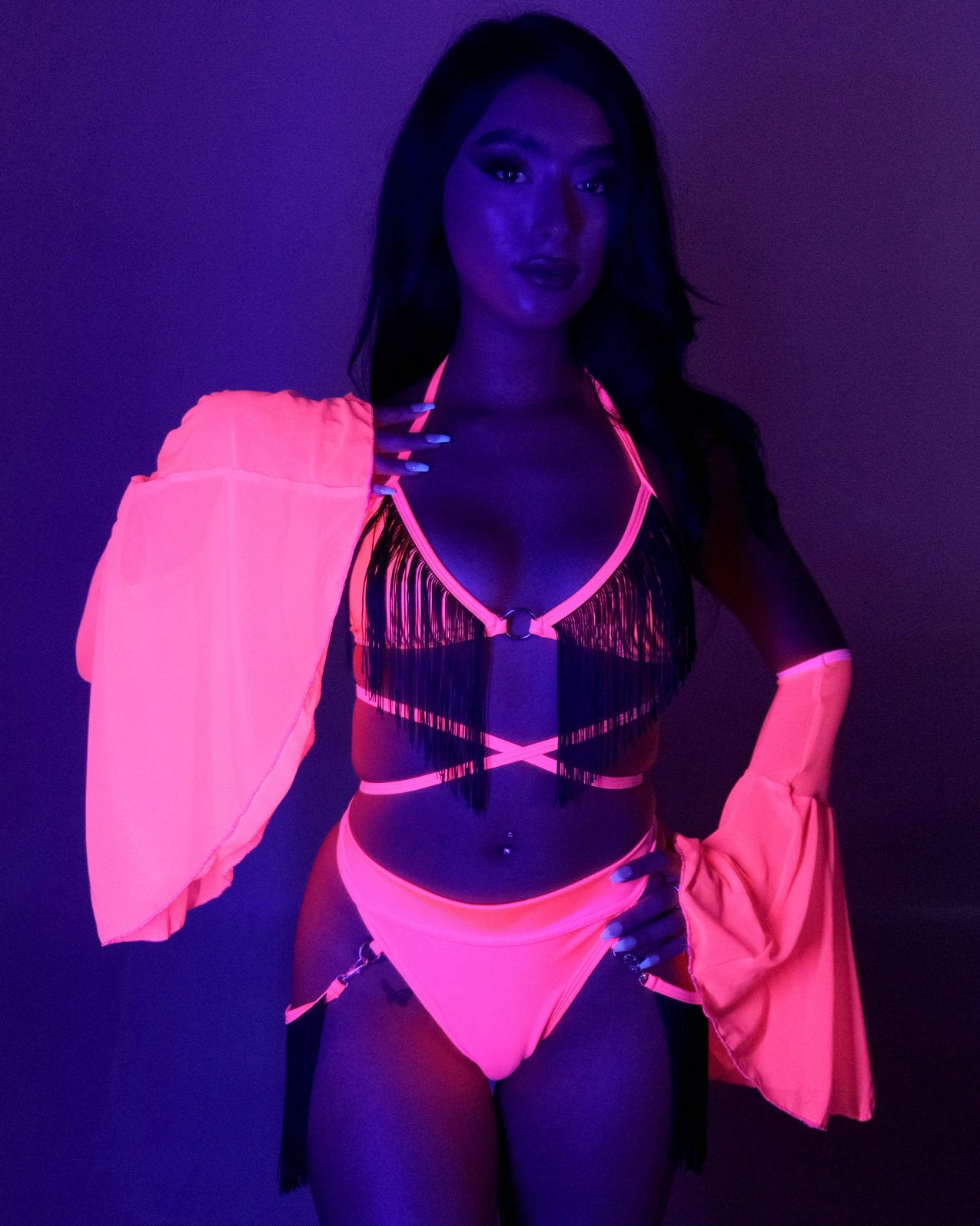 Rolita Couture Neon Pink Fringe Bottoms 4 Rolita Couture Neon Pink Fringe Bottoms - Image 4