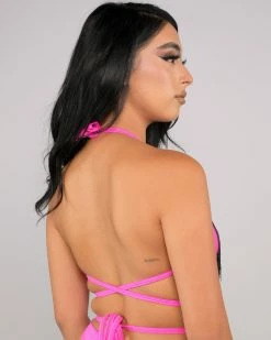 Rolita Couture Neon Pink Fringe Wrap Top -ravewonder store RW 101822 543