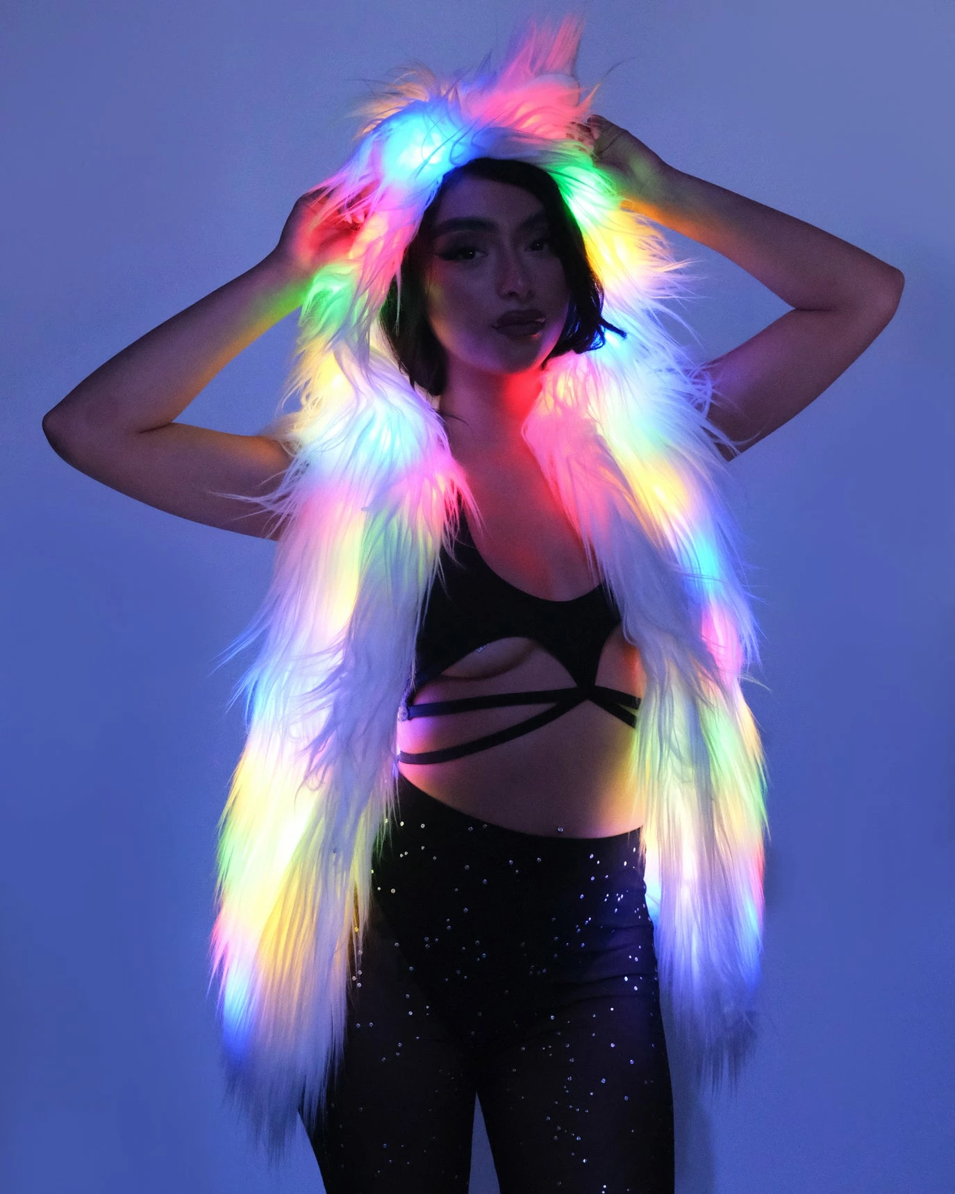 AE Multi-Color LED Faux Fur Vest 6 AE Multi-Color LED Faux Fur Vest - Image 4