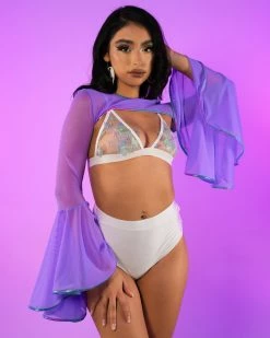 J. Valentine Pixie Cadet Mesh Bell Sleeve Shrug