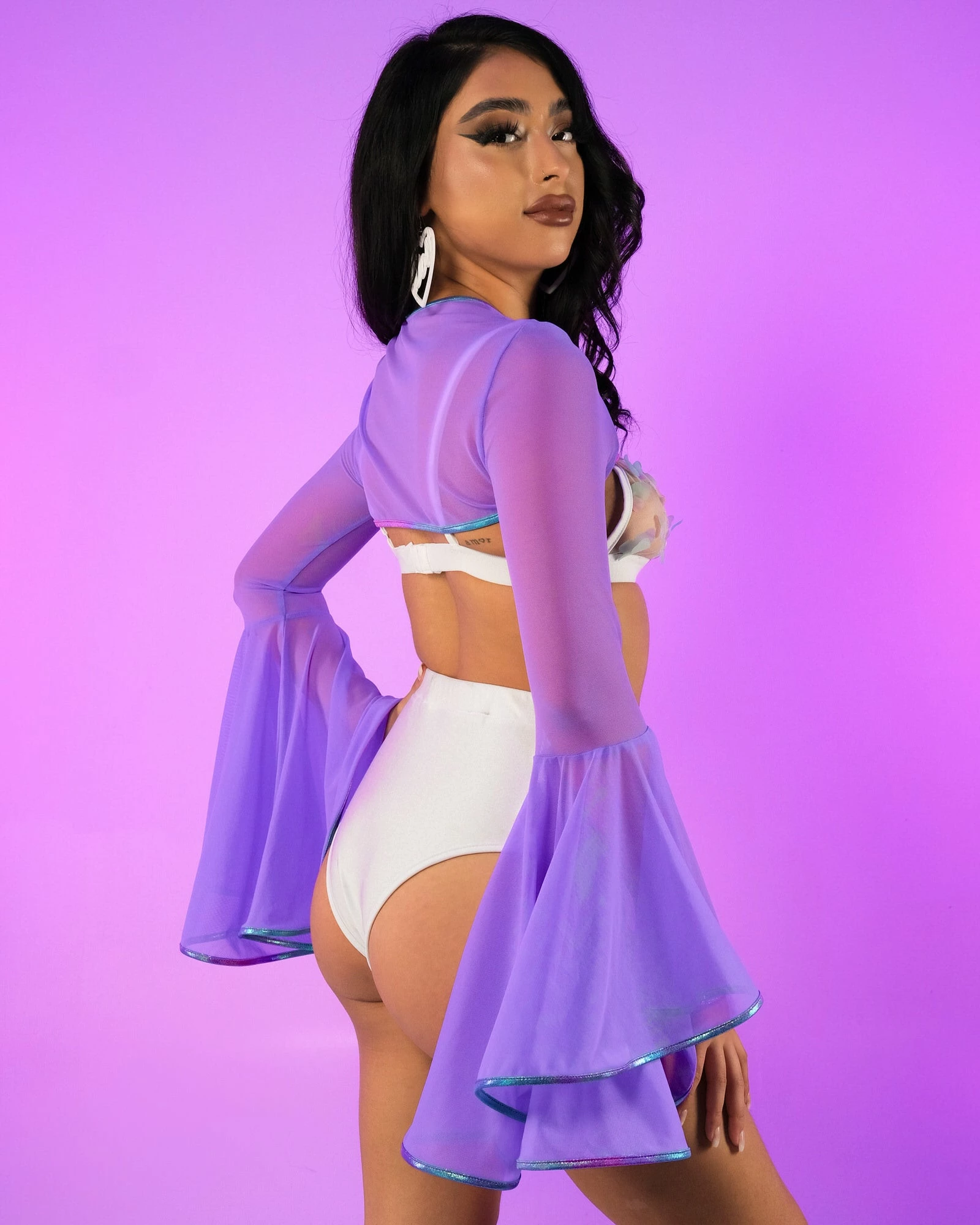 J. Valentine Pixie Cadet Mesh Bell Sleeve Shrug 4 J. Valentine Pixie Cadet Mesh Bell Sleeve Shrug - Image 2