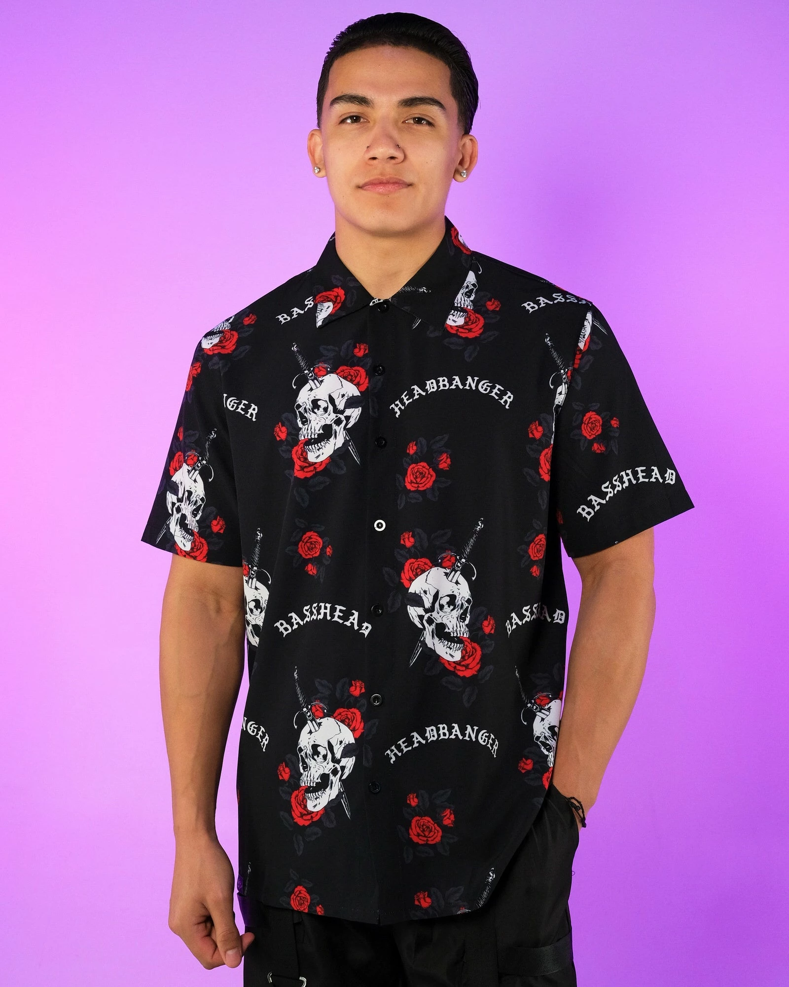 Jarmoo Skull & Rose Basshead Hawaiian Shirt 3 Jarmoo Skull & Rose Basshead Hawaiian Shirt