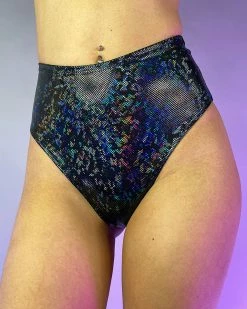 J. Valentine Holographic Shatter High Waist Bottoms -ravewonder store blackbottoms