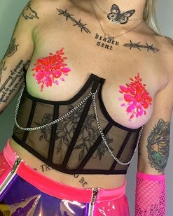 AE Chained And Ribbed Underboob Corset 7 AE Chained And Ribbed Underboob Corset -ravewonder store blackbustier