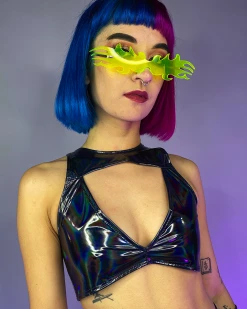 J. Valentine Cyber Prom Vinyl Harness Top -ravewonder store blacktop