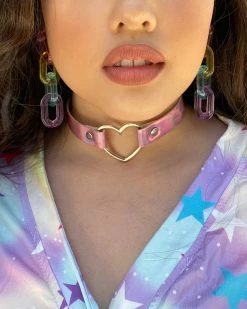 AE Holographic Choker With Heart Ring -ravewonder store chok