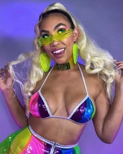 J. Valentine Beach Ball Rainbow Vinyl Triangle Top