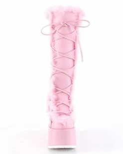 Pleasers Demonia Pastel Pink Furry Winter Faux Fur Boots -ravewonder store pink1 e890ab2e 2211 417d 926d 1e96d43200b5
