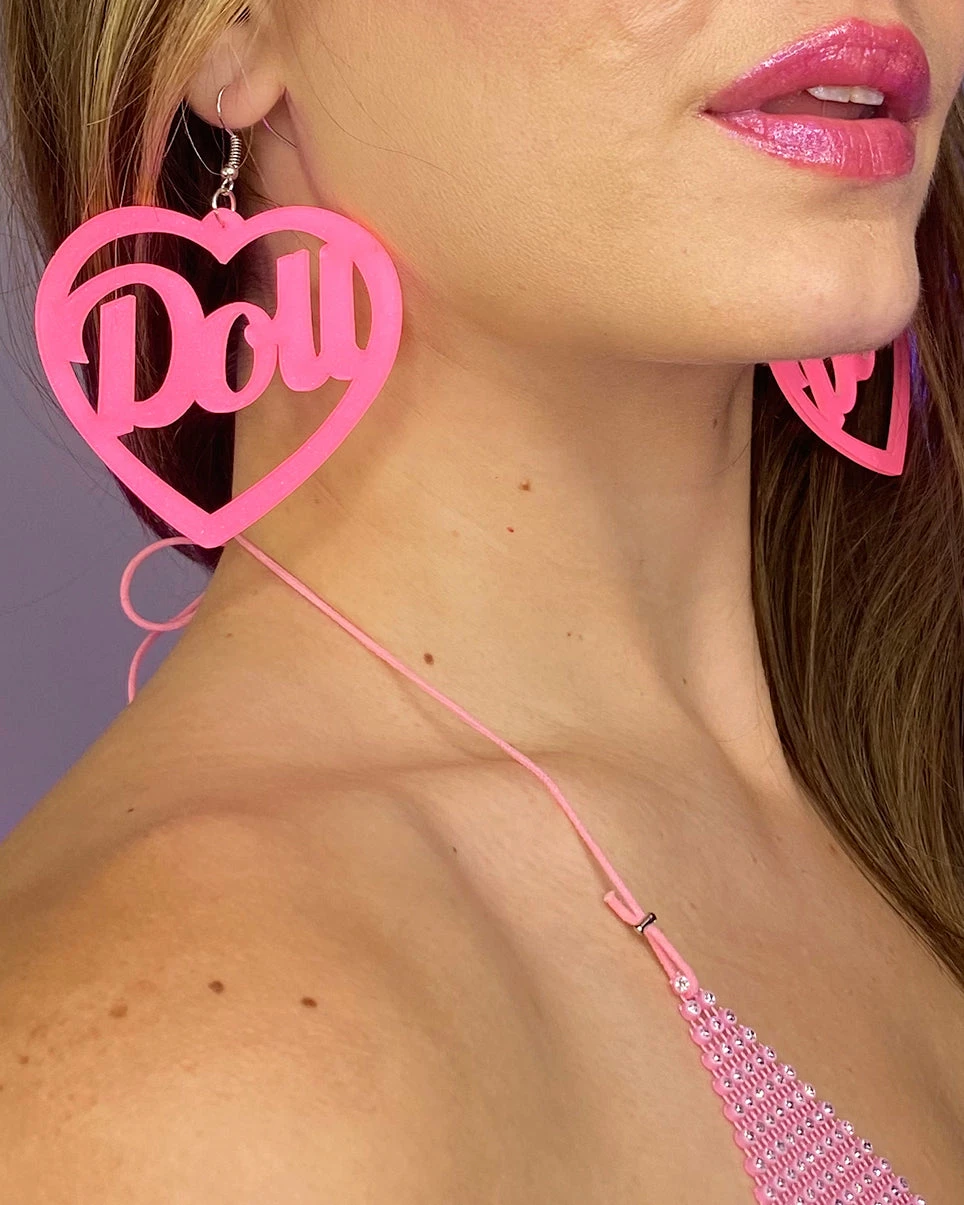 AE I'll Be Your Doll Heart Shaped PVC Earrings 2 AE I'll Be Your Doll Heart Shaped PVC Earrings - Image 2