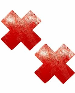 Neva Nude Red Vixen Wet Vinyl X Pasties -ravewonder store unnamed 2