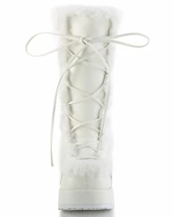 Pleasers Demonia White Winter Solstice Faux Fur Boots -ravewonder store white1