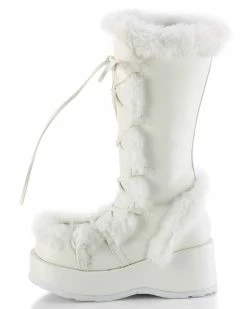 Pleasers Demonia White Winter Solstice Faux Fur Boots -ravewonder store white2
