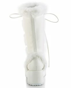 Pleasers Demonia White Winter Solstice Faux Fur Boots -ravewonder store white3