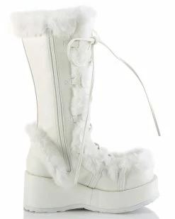 Pleasers Demonia White Winter Solstice Faux Fur Boots -ravewonder store white4