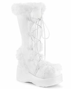 Pleasers Demonia White Winter Solstice Faux Fur Boots -ravewonder store white c49de42b 9eb4 44db bfc5 f09968472d94